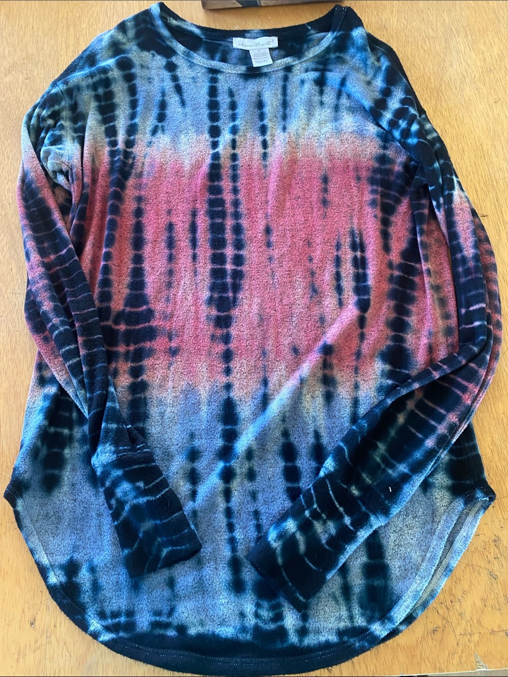 Current/Elliott Multicolor Tie-Dye Long Sleeve Top (Blue, Pink, Black)